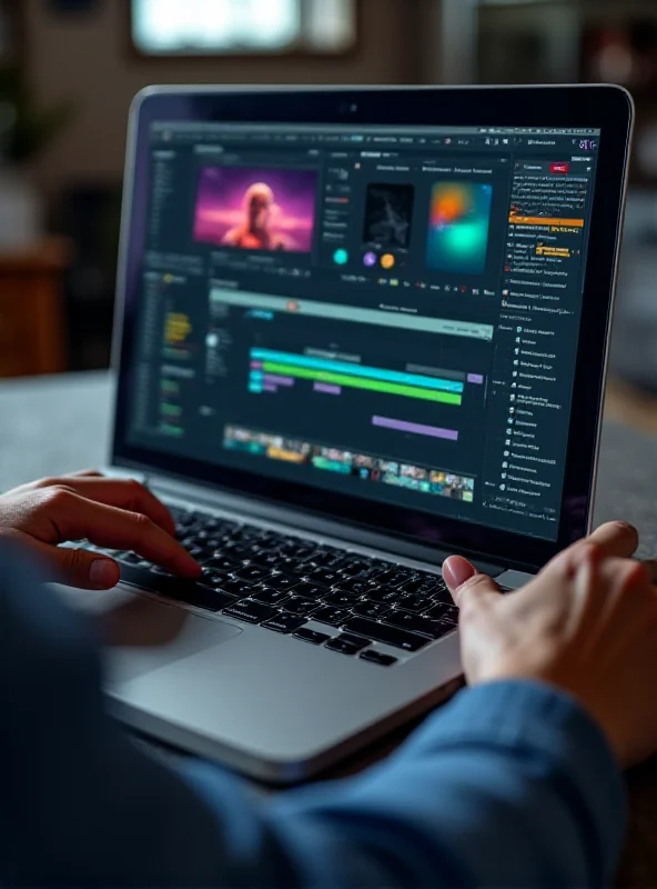 A person working on a sleek, modern MacBook Pro with a vibrant display, showcasing creative software and a clean workspace.