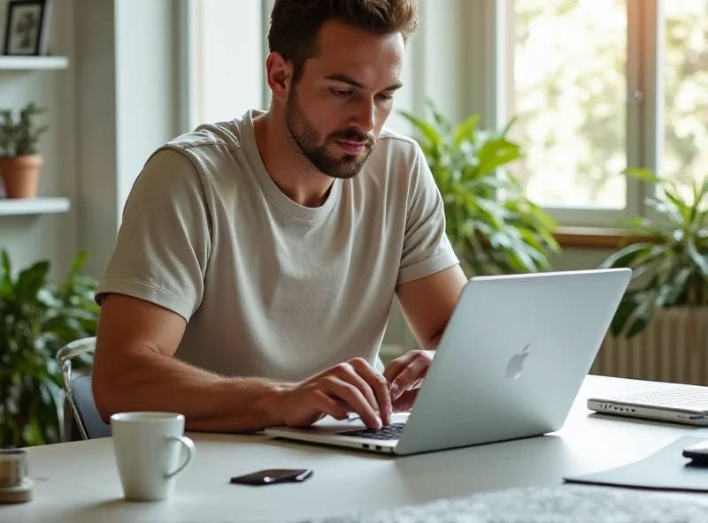 A person using the new MacBook Air with the M4 chip, showcasing its sleek design and portability in a modern workspace.