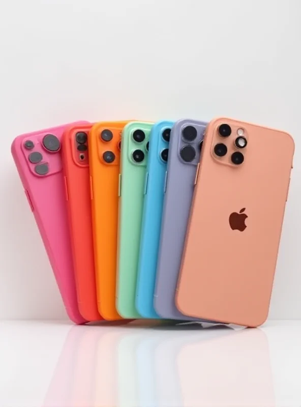 Several iPhone 16e devices displayed in a variety of colors, showcasing the design and lack of MagSafe.