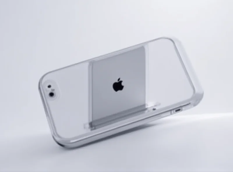 Conceptual image of a foldable iPhone with a seamless display and the Apple logo on the back, surrounded by a futuristic, minimalist background.