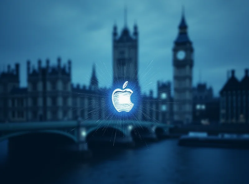 Illustration of a digital lock with the Apple logo, symbolizing the iCloud encryption dispute.