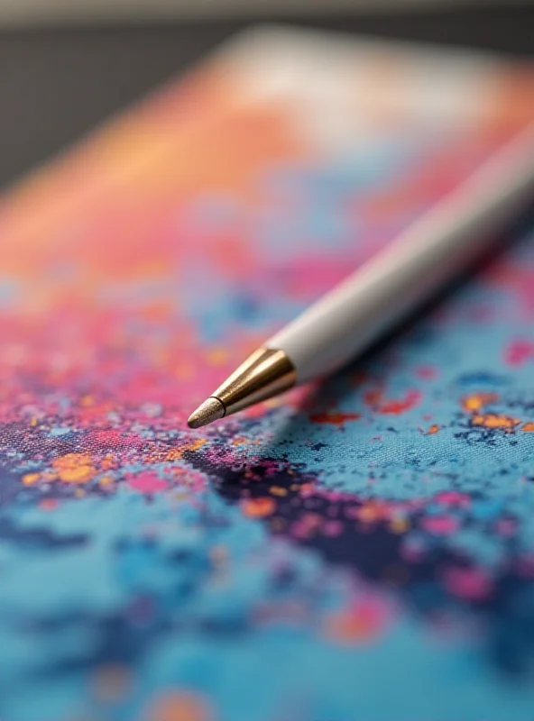 Close-up shot of an Apple Pencil Pro resting on an iPad screen, with a digital painting visible.