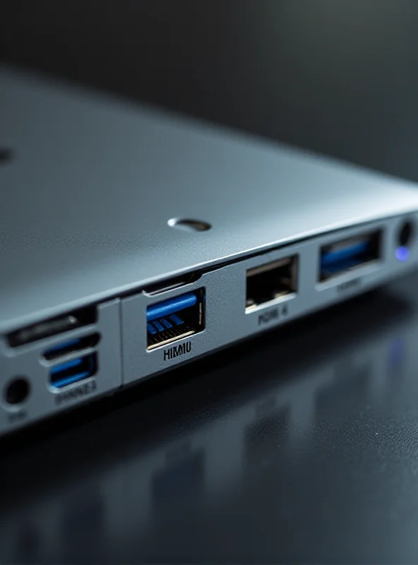 Close-up shot of the back of a Mac Studio, highlighting the various ports and connectivity options.