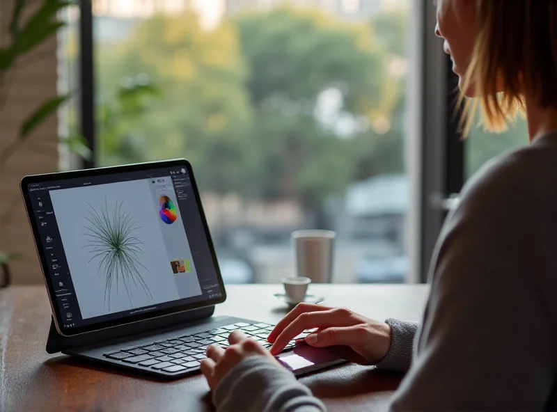 A person using a new iPad Air with the Magic Keyboard attached, showcasing its sleek design and functionality.