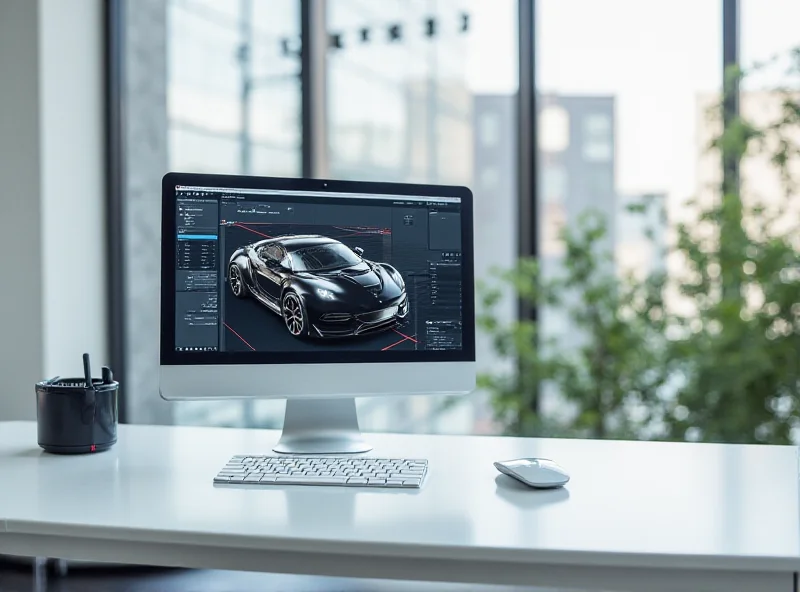 A sleek new Mac Studio on a modern desk, displaying a complex 3D rendering project.