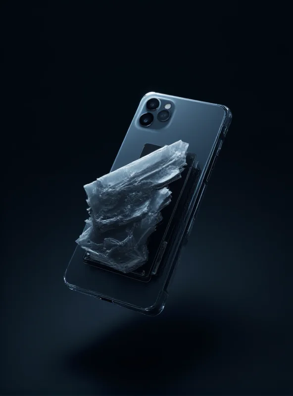 A sleek, minimalist image of an iPhone 17 Air with a translucent back, revealing a densely packed battery cell structure.