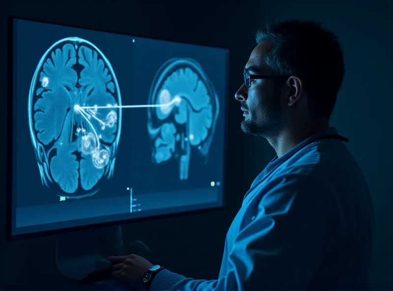 A doctor looking at a scan on a computer screen with AI overlays