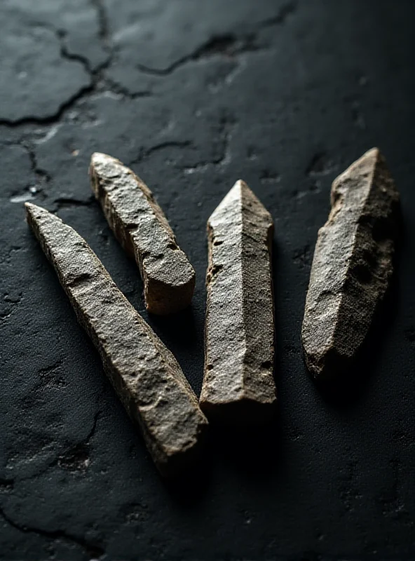 Close up photo of ancient stone blades.