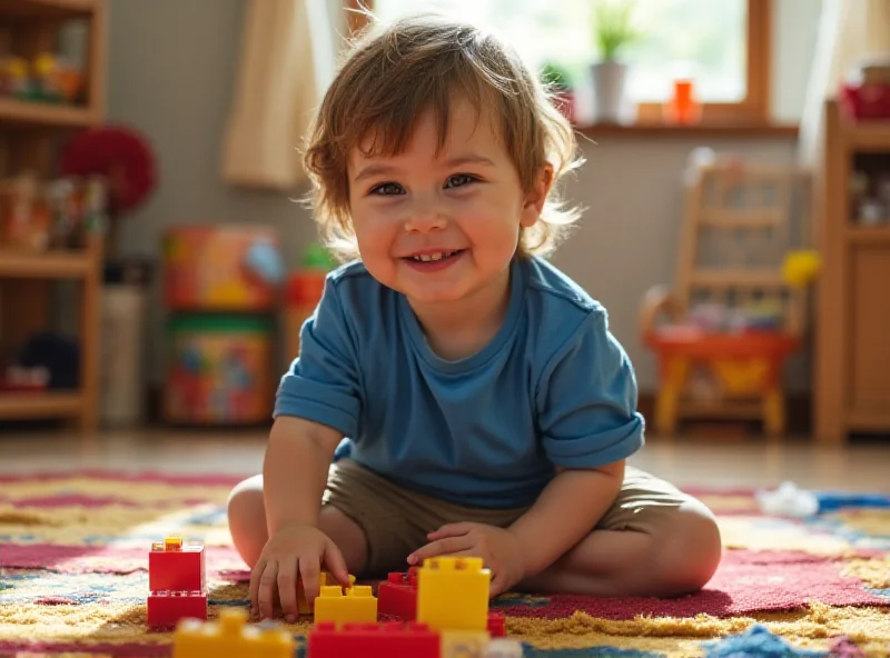 A young non-verbal autistic child smiles after receiving leucovorin treatment.