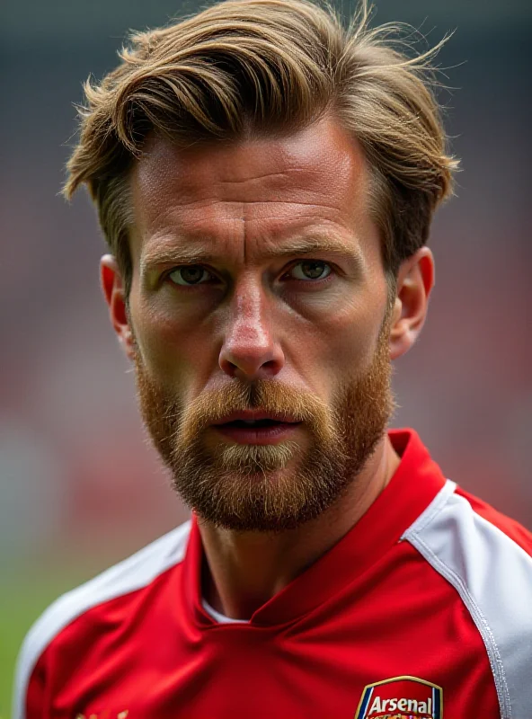 Close up portrait of Martin Odegaard, Arsenal captain, during a football match.