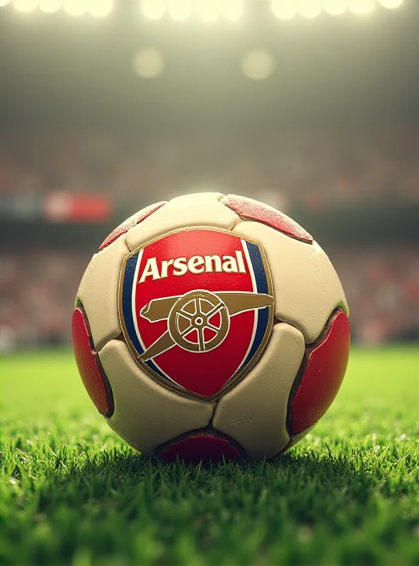 An illustration depicting a soccer ball with the Arsenal logo on it, slowly deflating. The background is a blurred image of a soccer field.