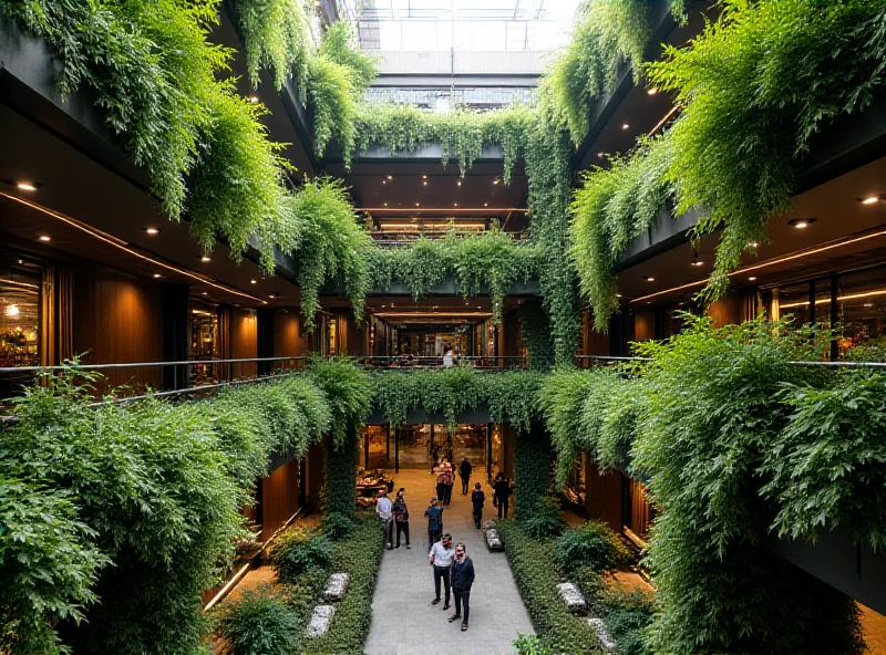 Exterior shot of West Village in Chengdu, China, showcasing the multi-level design and lush greenery.