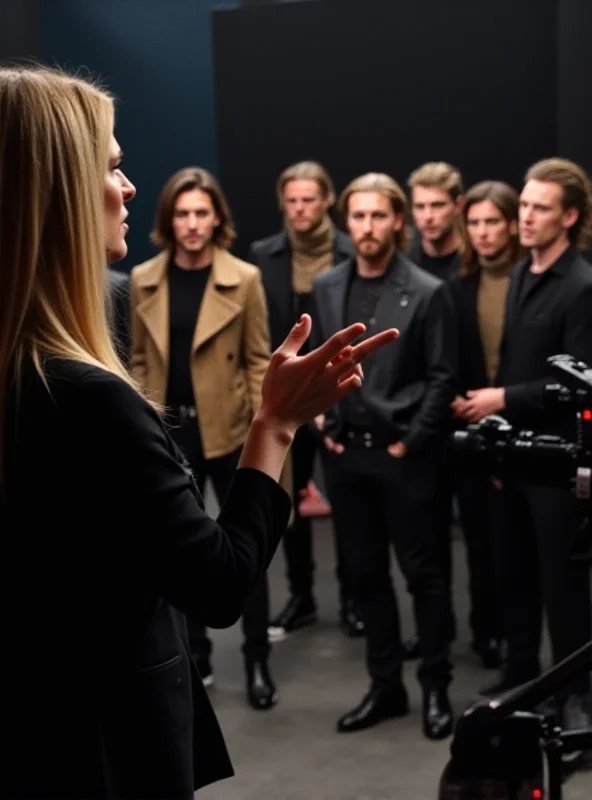 Heidi Klum directing male models on GNTM