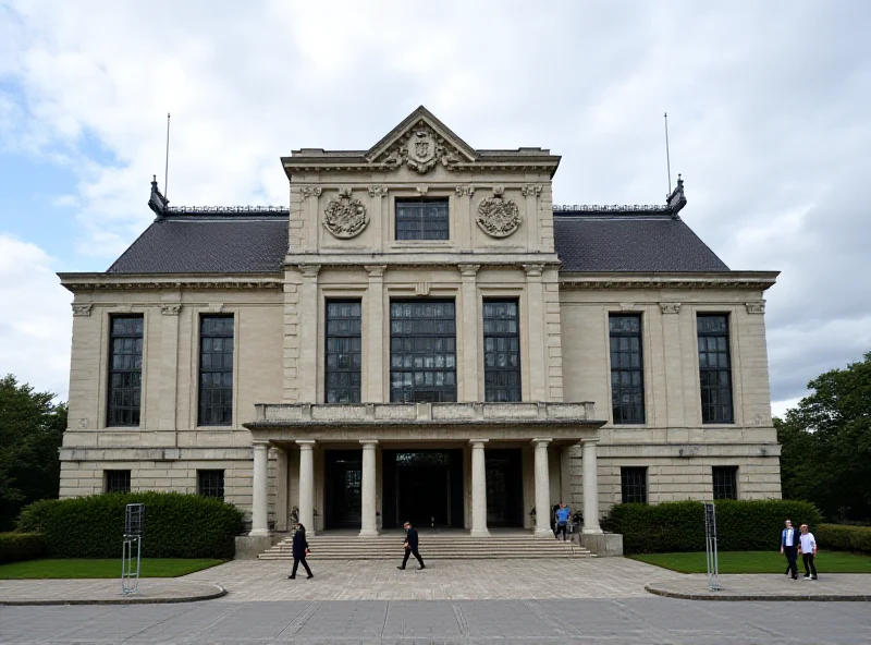 Wide shot of the Bozar museum in Brussels, Belgium