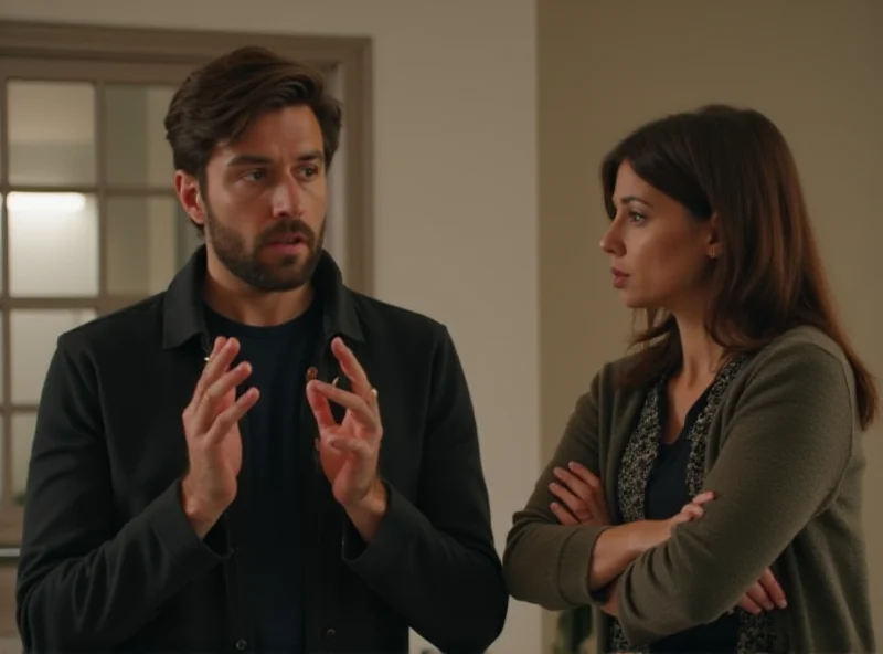 A still from the Netflix series Mo, showing Mo and Maria in the middle of an argument.