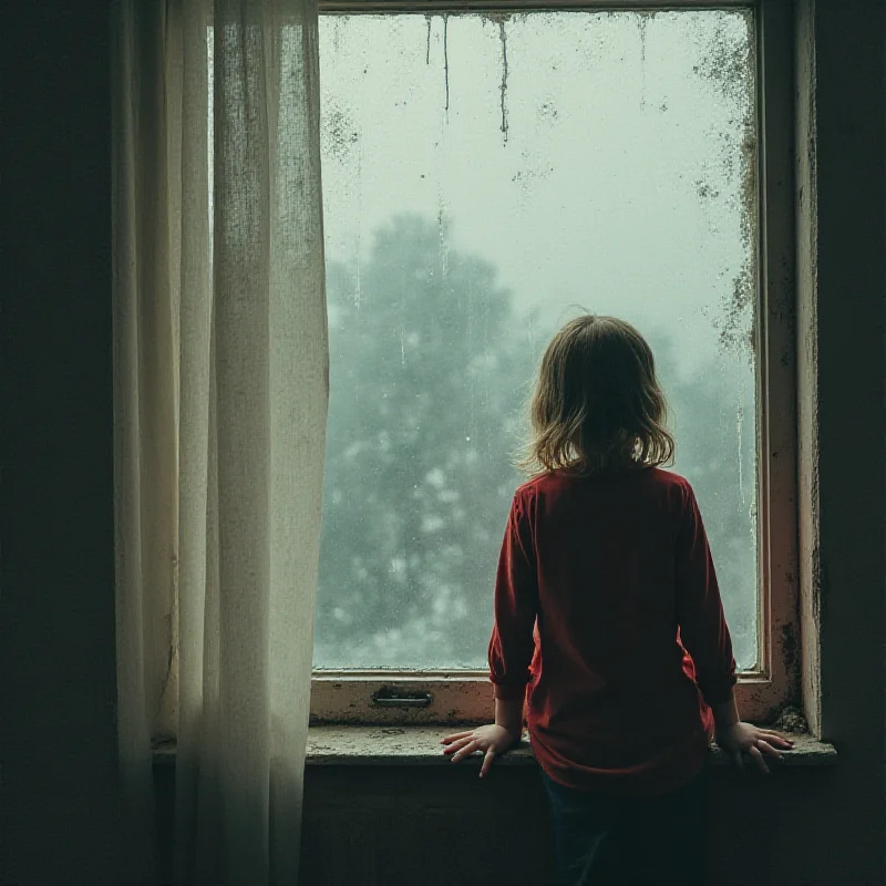 A photo of a book cover depicting a child looking through a window. The book is the memoir 'Ootlin' by Jenni Fagan. The image evokes feelings of vulnerability and longing.