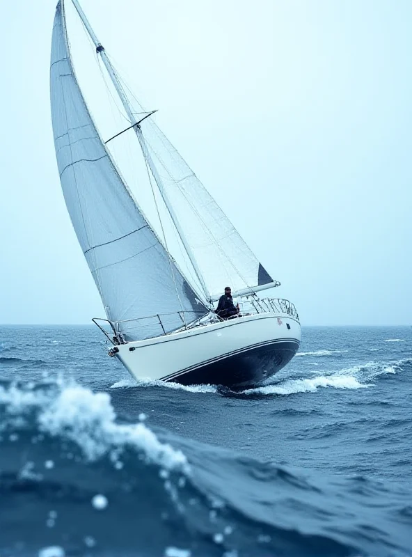 Denis Van Weynbergh sailing his boat in the Vendée Globe, ocean waves crashing around him.