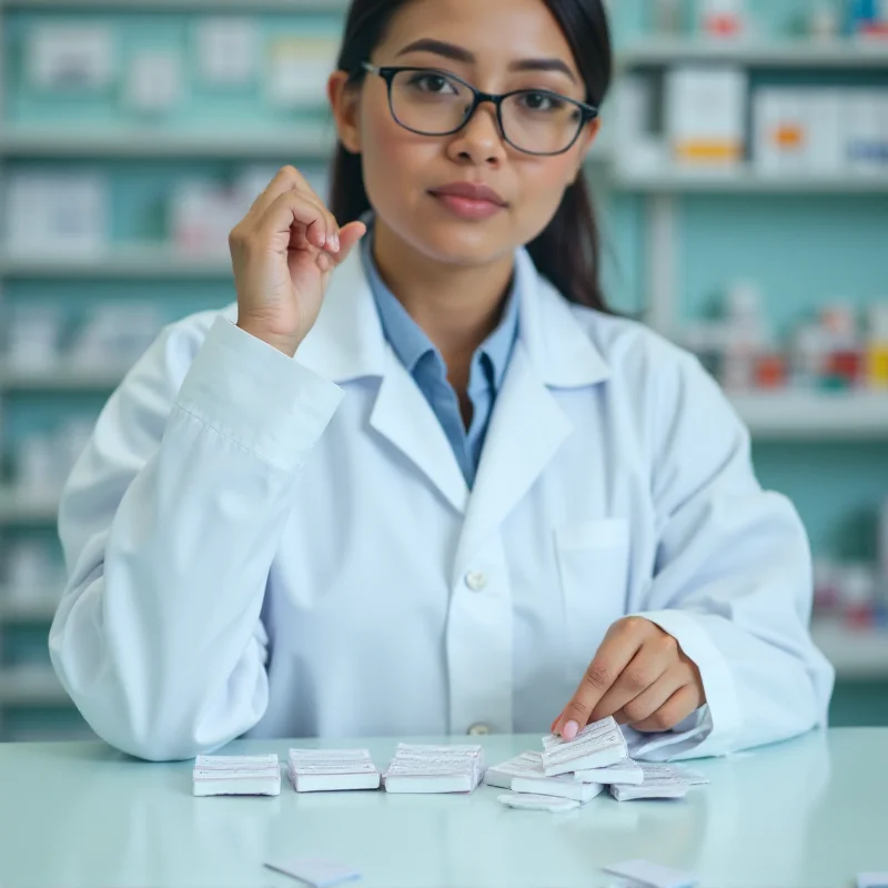 Pharmacist checking medication labels