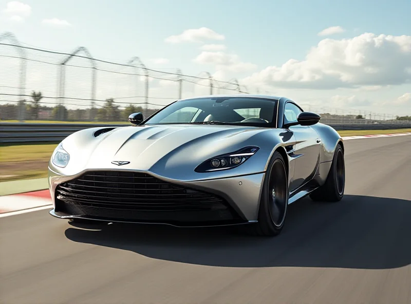 Aston Martin Valhalla on a racetrack, blurred motion background