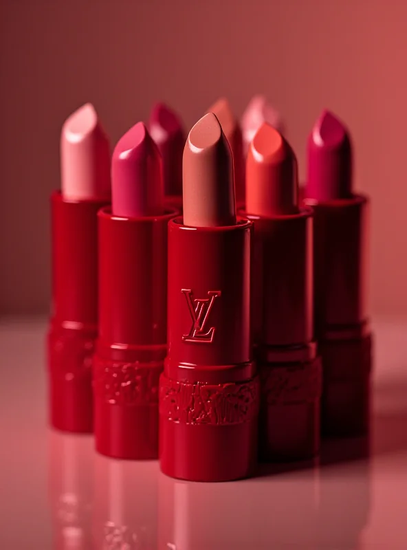 Close-up shot of Louis Vuitton lipsticks in various shades.