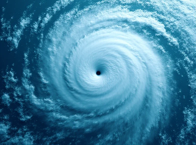 Satellite image of a tropical cyclone approaching the Australian coast.