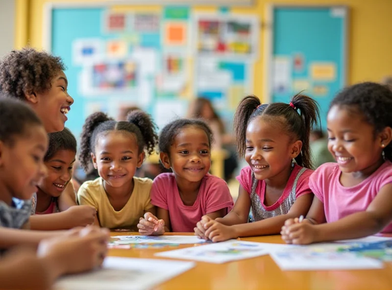 Image of happy school children in a classroom in NSW