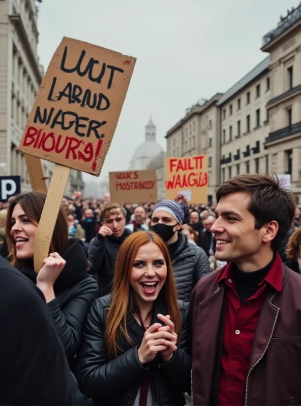 Image of protestors holding signs during a labor rights rally in Austria.