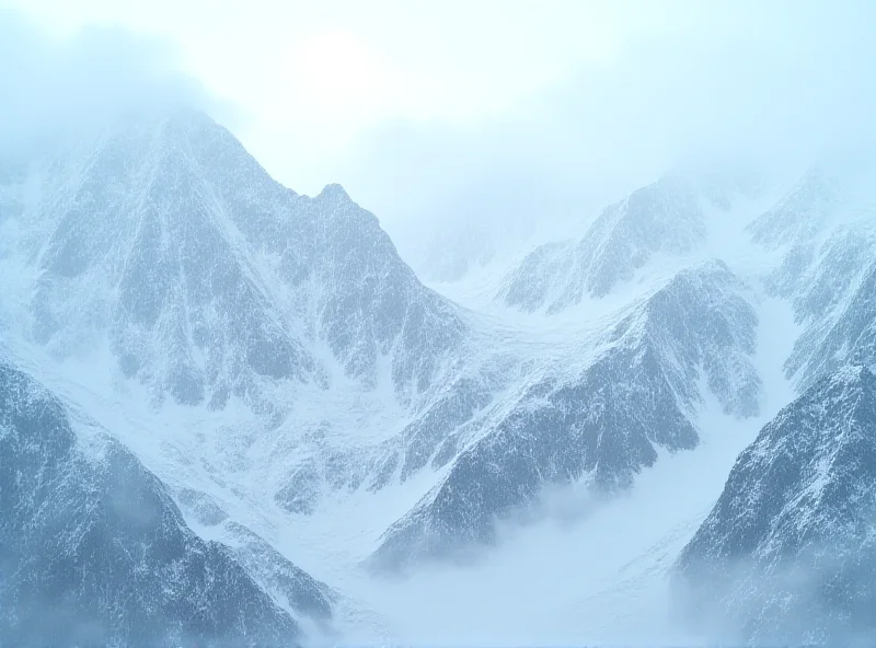 A dramatic aerial view of a snow-covered mountain range, highlighting the scale of the Himalayas.