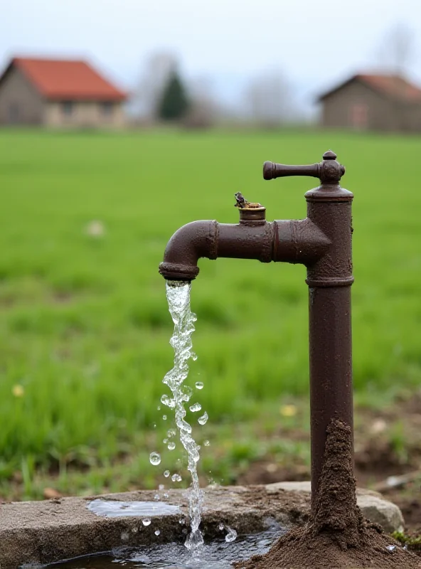 A water tap providing clean water in a rural Azerbaijani village.