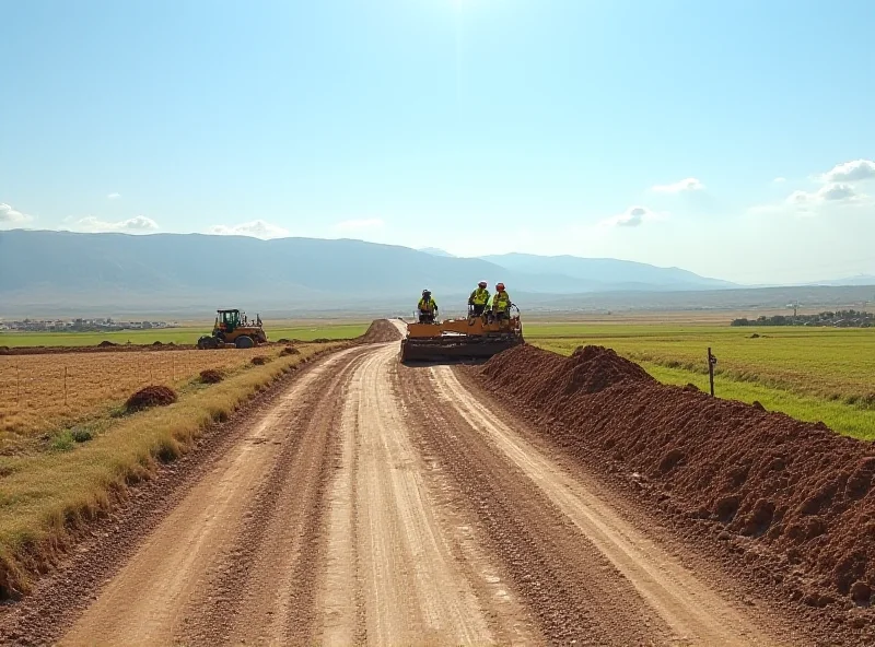 Road construction in a rural Azerbaijani district