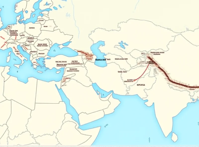 A map highlighting the Middle Corridor trade route, connecting Asia and Europe through Azerbaijan. Key transportation hubs and infrastructure are indicated.