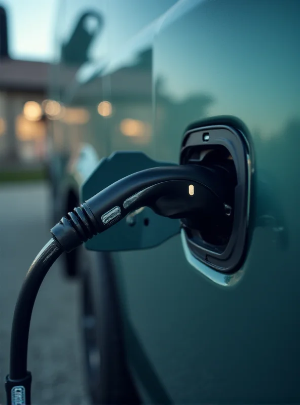 Close-up shot of the charging port of an electric truck, highlighting the eco-friendly technology and the shift towards sustainable transportation solutions in Azerbaijan.