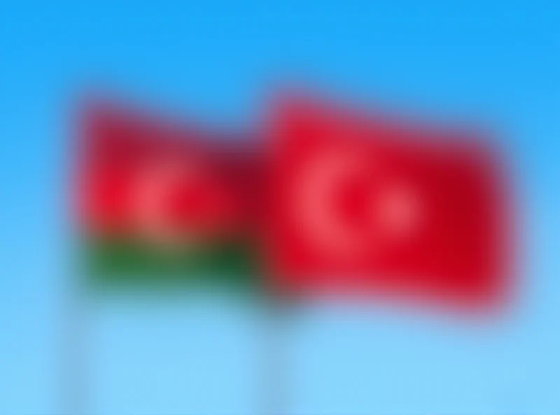 Azerbaijan and Turkish flags waving side by side