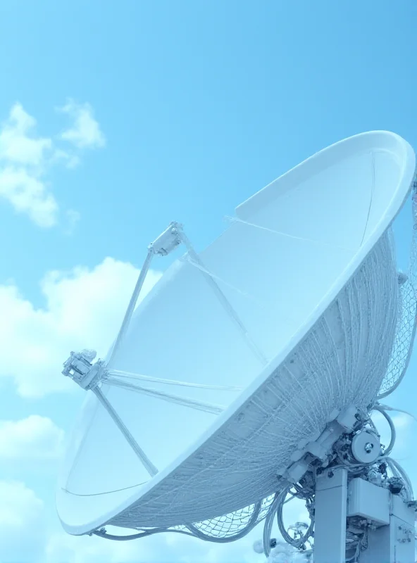 Modern satellite dish receiving data, representing earth remote sensing technology.