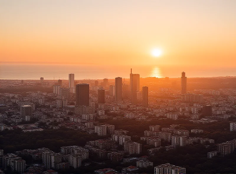 Panoramic view of Baku at sunset, symbolizing Azerbaijan's economic progress