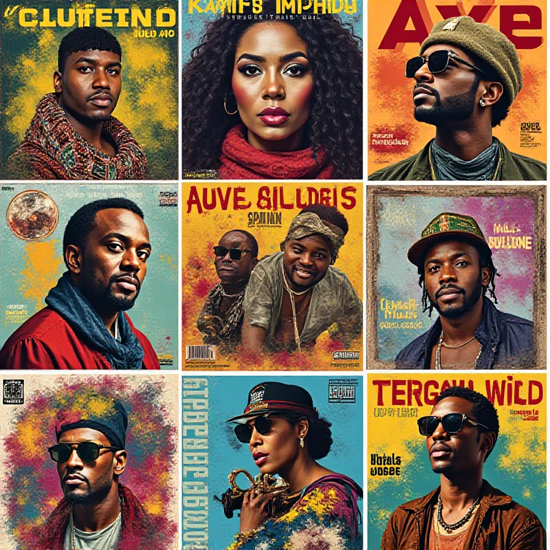 A montage of album covers from influential Axé music artists, showcasing the genre's colorful and energetic aesthetic.