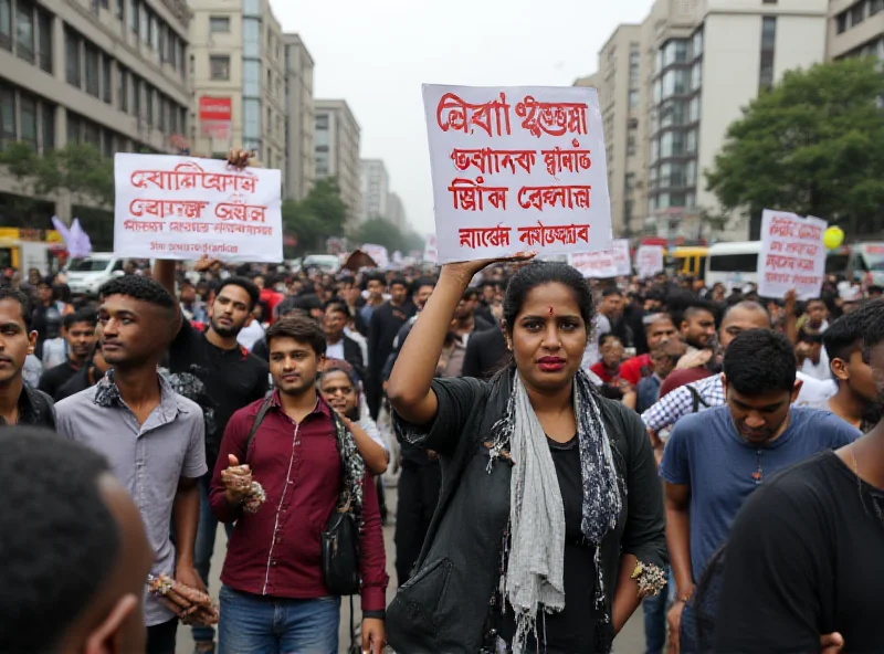 A group of Bangladeshi students protesting for a new constitution.