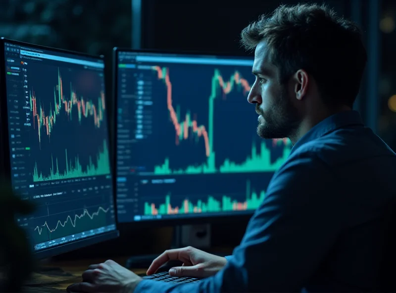 A person analyzing stock charts on a computer screen, with a focus on data and trends.