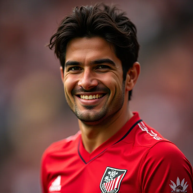 Close up of Maroan Sannadi smiling in his Athletic Bilbao jersey