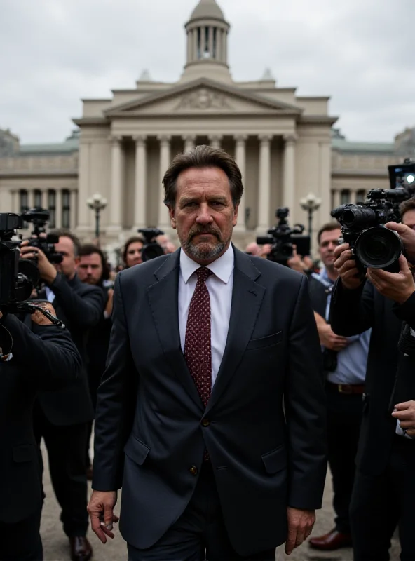 Jes Staley walking into a courthouse surrounded by reporters.