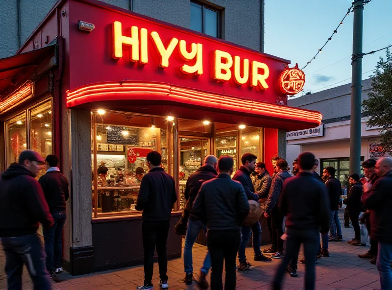 A vibrant and busy Hyphy Burger restaurant exterior in West Oakland.