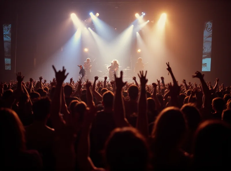 A large crowd of people enjoying a rock concert at the Aftershock festival.