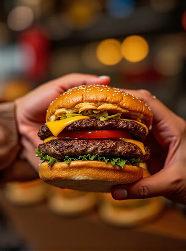 A close-up shot of a delicious burger being assembled at Hyphy Burger.