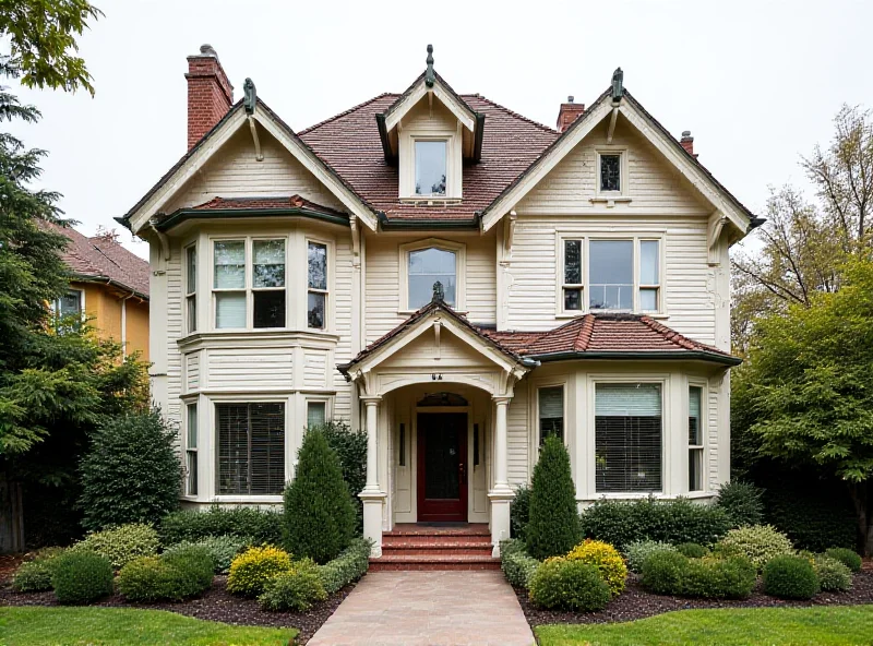 Exterior of a historic six-bedroom home in Fremont, California.