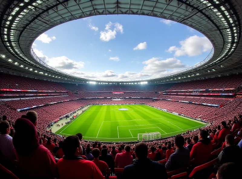 A wide shot of the Allianz Arena during a Bayern Munich match.