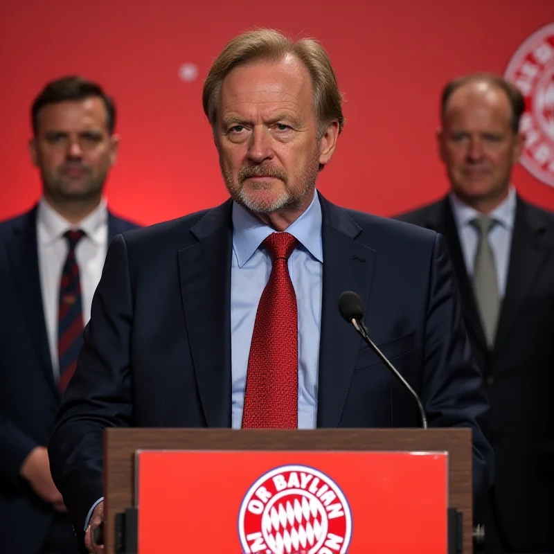 Image of Uli Hoeneß speaking at a Bayern Munich event