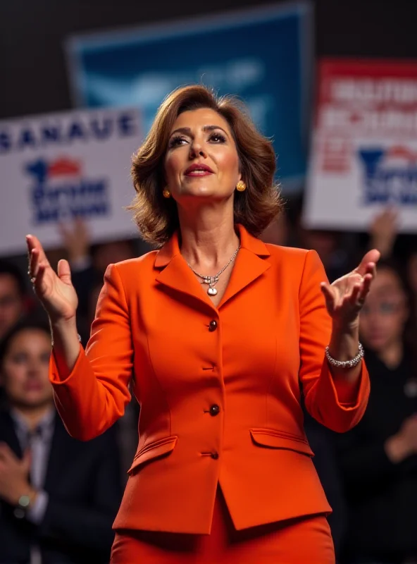 Sandrine Rousseau giving a speech at a political rally.