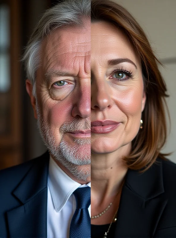 A split image showing François Bayrou on one side and Marine Le Pen on the other.