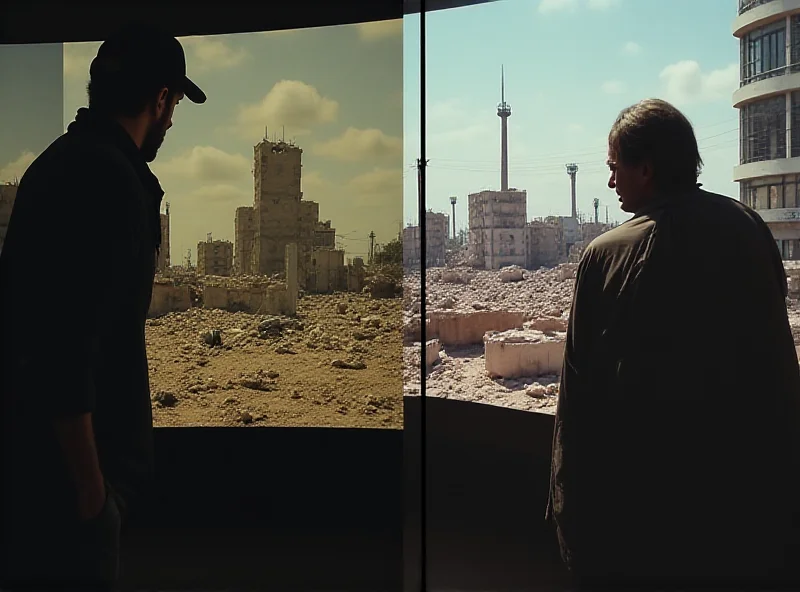 A split image comparing a scene from the controversial BBC Gaza documentary with a scene from an independently produced documentary on the same topic, highlighting potential biases or inaccuracies.