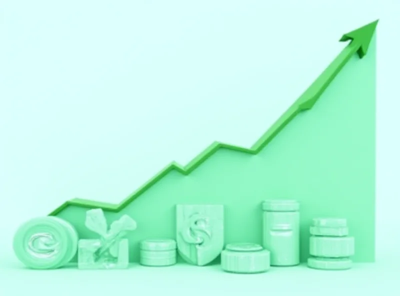 A graph showing an upward trend line representing financial growth and success, with various financial symbols in the background.